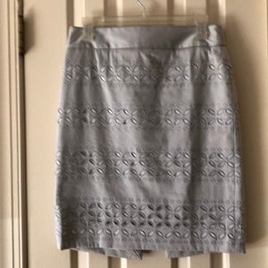White House Black Market silver skirt.  Back zip